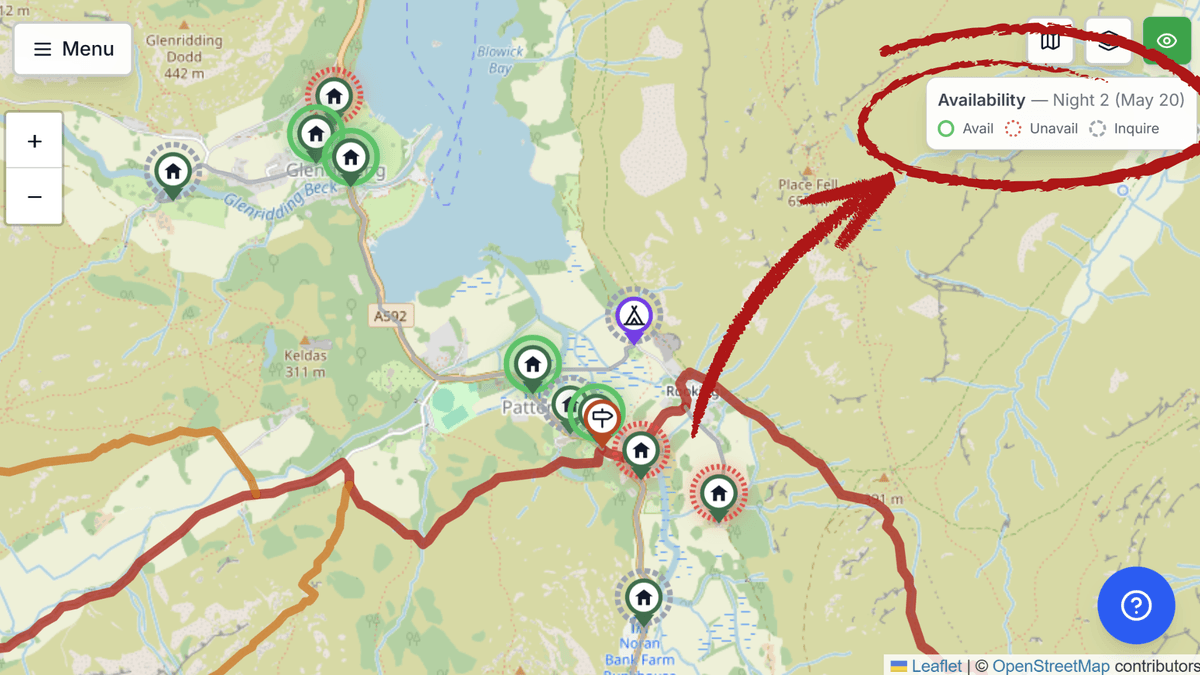 Live accommodation availability on map
